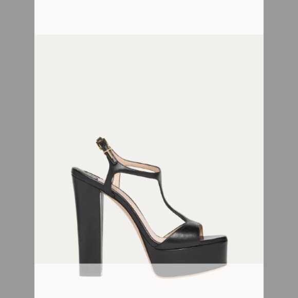 TOM FORD NIB Leather T-Strap Platform Sandals (ORIG. $1290) (SIZE 9B) 39EU